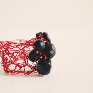 Ring Crochet Wire With Tear Beads Red And Black